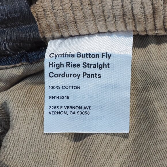 Reformation Corduroy Pants Womens 29 Tan Cynthia High Rise Button Fly Academia - Picture 10 of 12